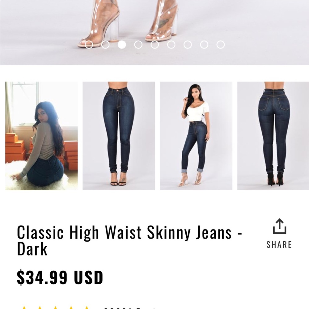 Classic high waist jeans in dark denim color